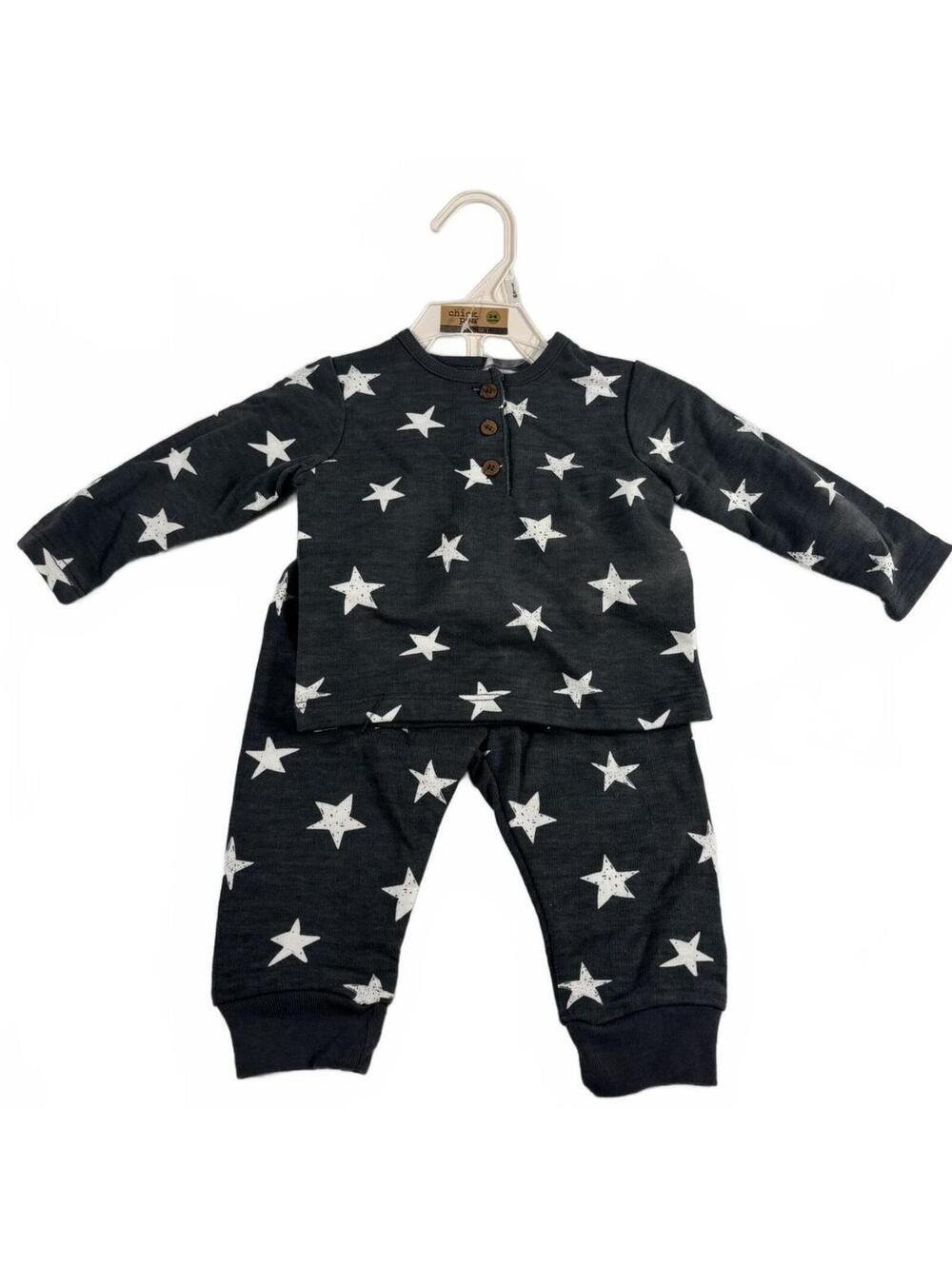 Chick Pea Charcoal Long Sleeve Henley & Jogger Set Size 3-6 Month NWT